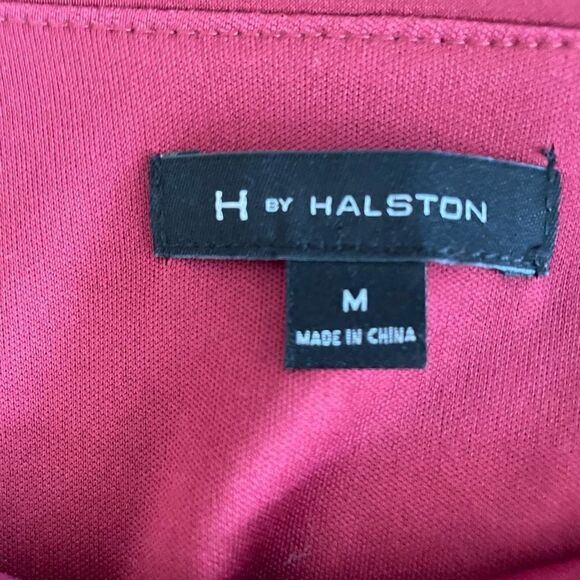 H by Halston Red Blouson Style Faux Wrap Skirt Dress M - Picture 6 of 7